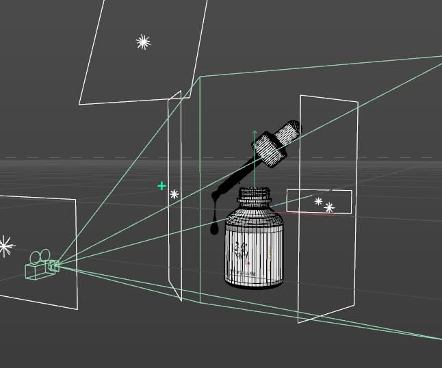 Octane studio setup — light rigs, camera, and environment planes