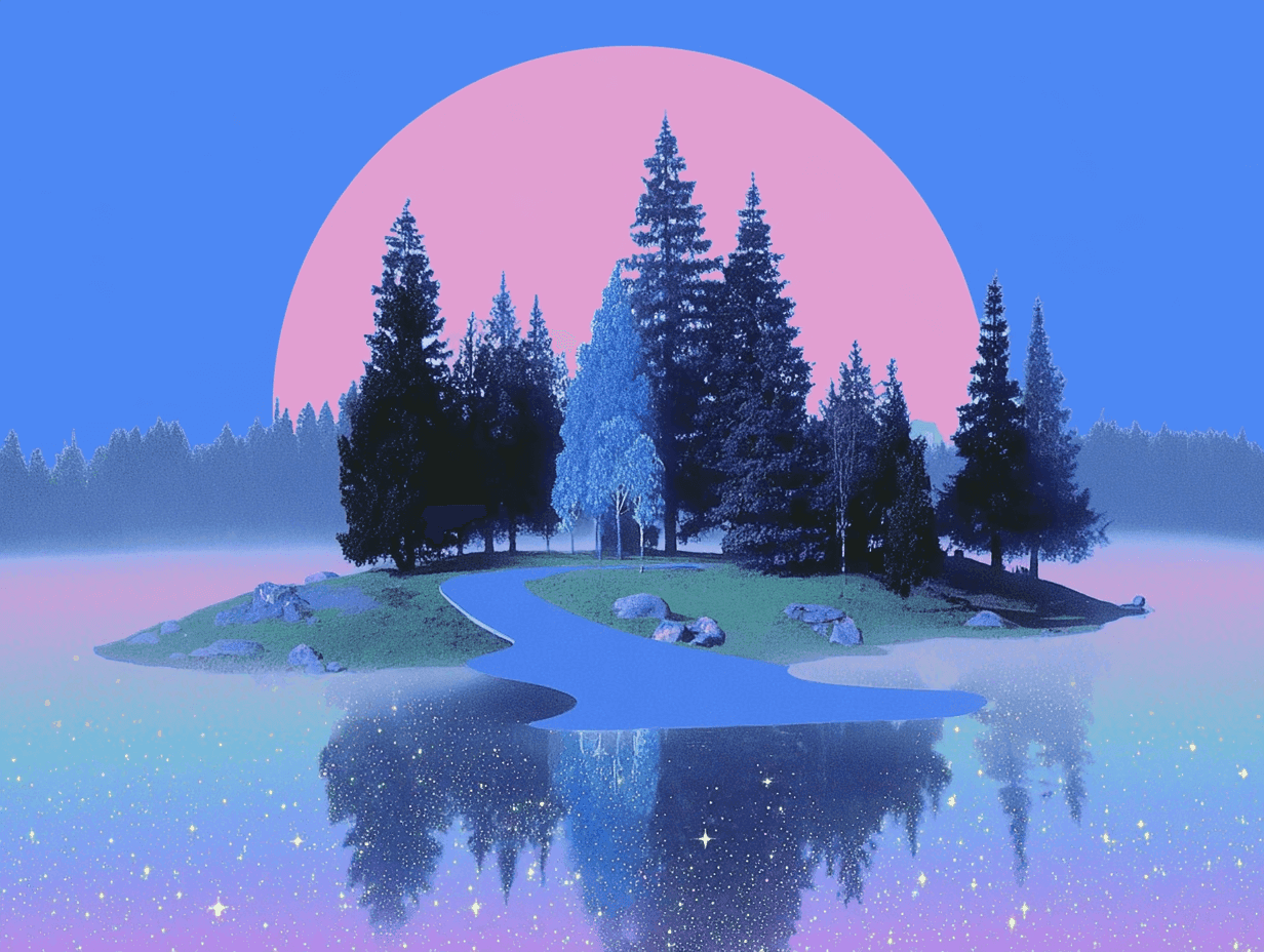 Neon Island Reflection