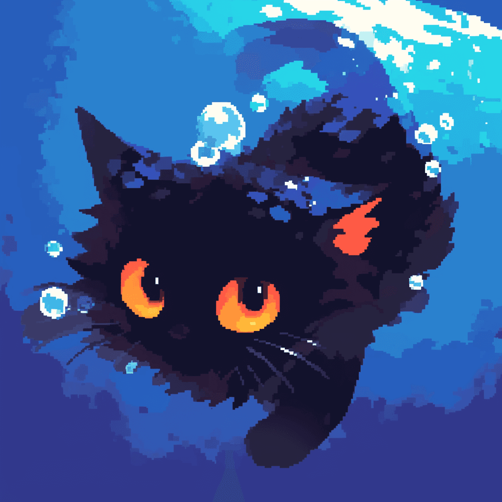 Pixel Cat Underwater
