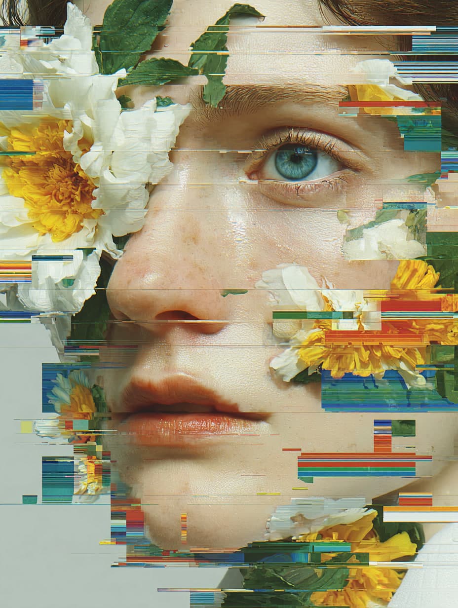 Glitch Floral Portrait
