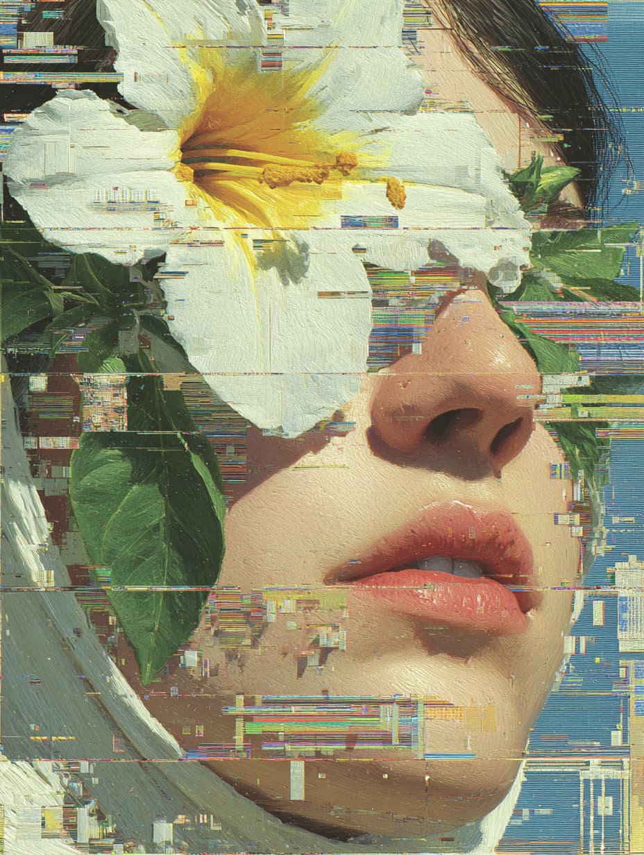 Painted Glitch Flower Face