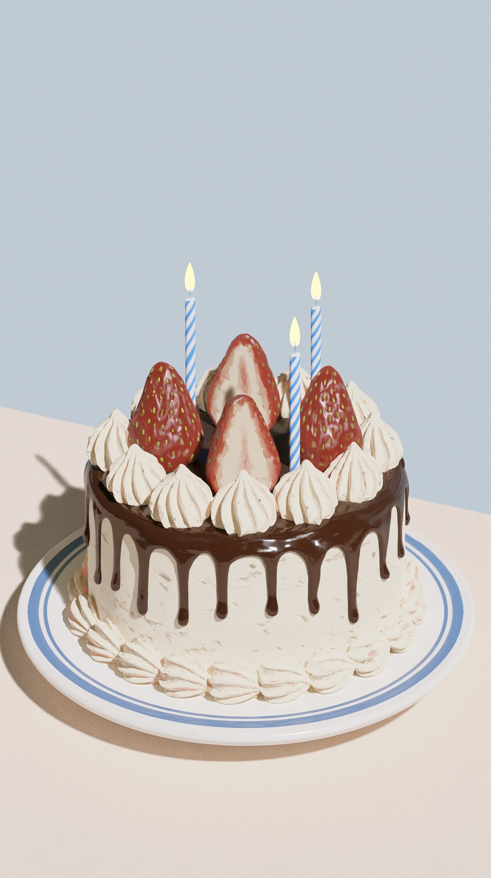 Strawberry Drip Birthday Cake