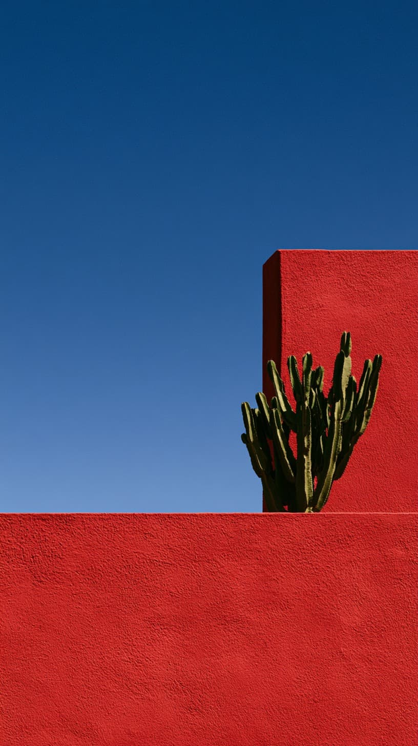 Cactus on a Red Wall