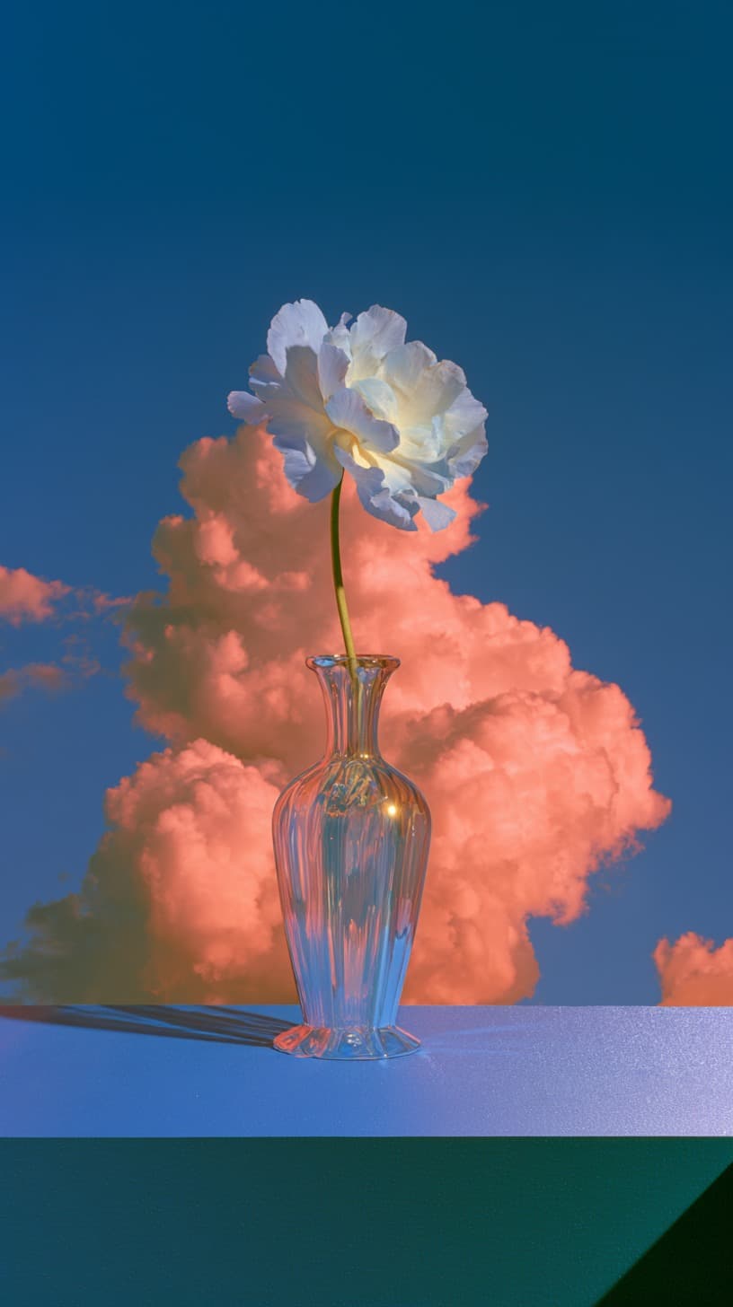 Peony Against a Coral Cloud