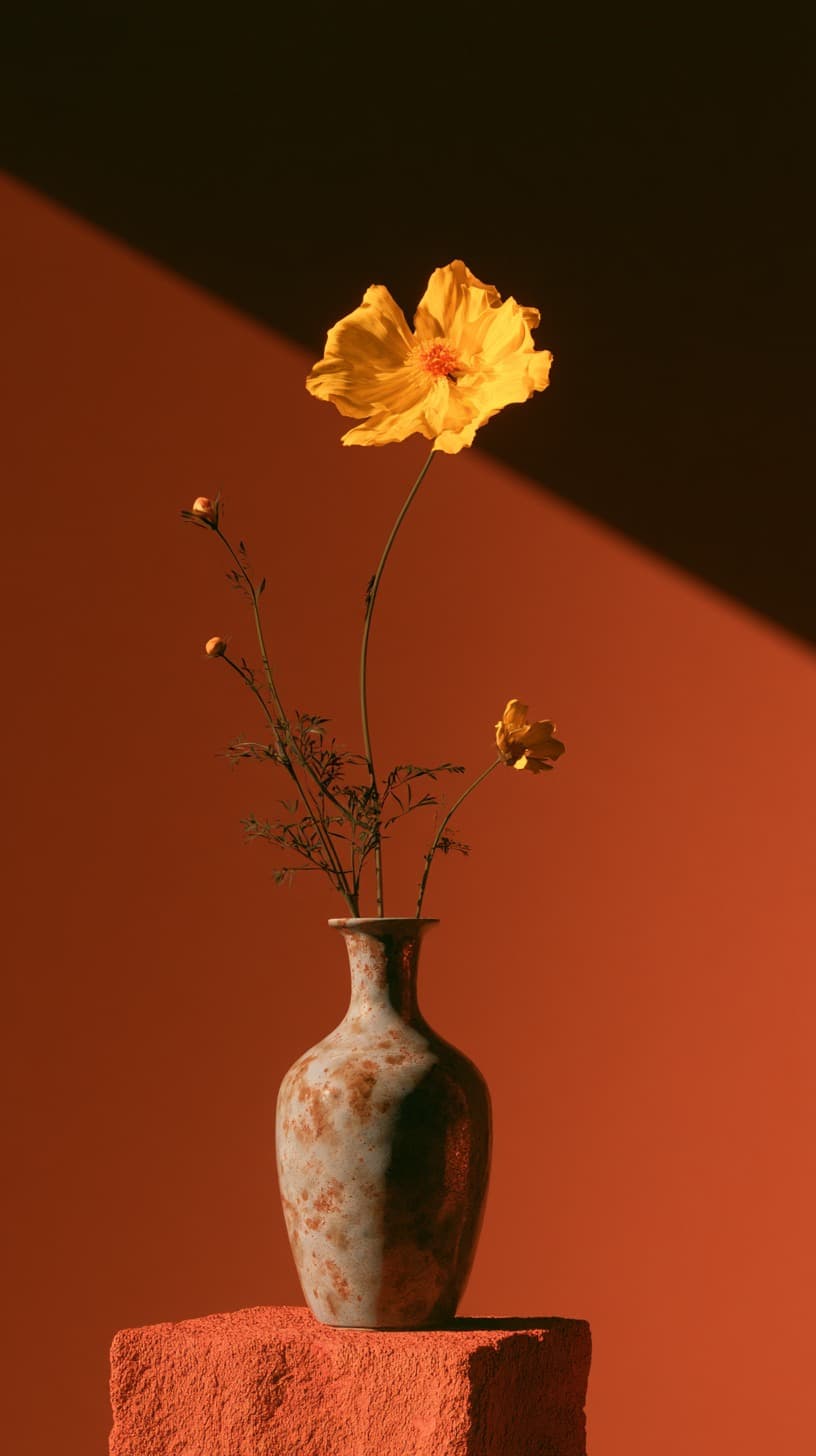 Yellow Cosmos on Terracotta