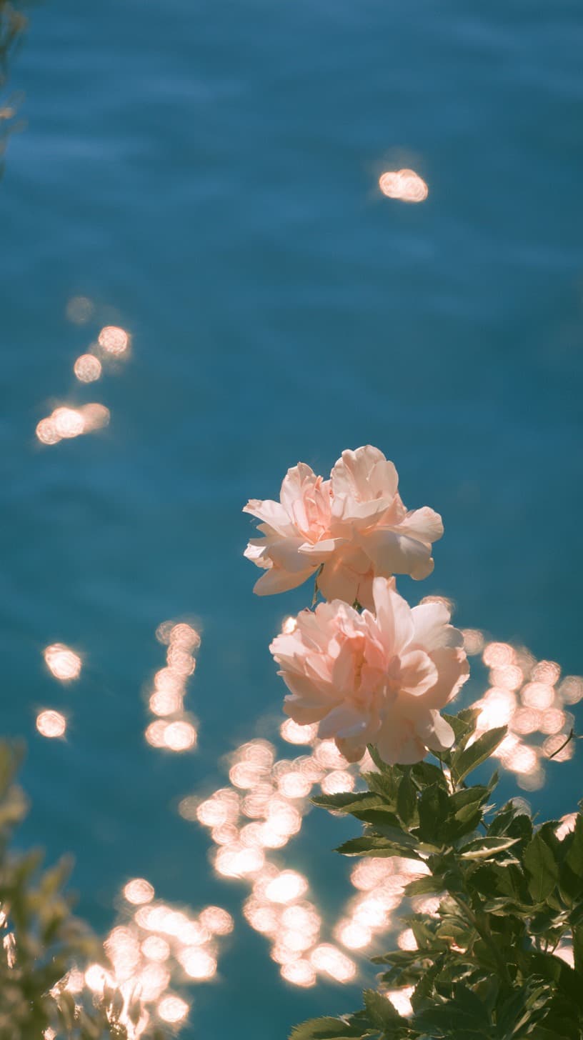Blooms Over Sparkling Water