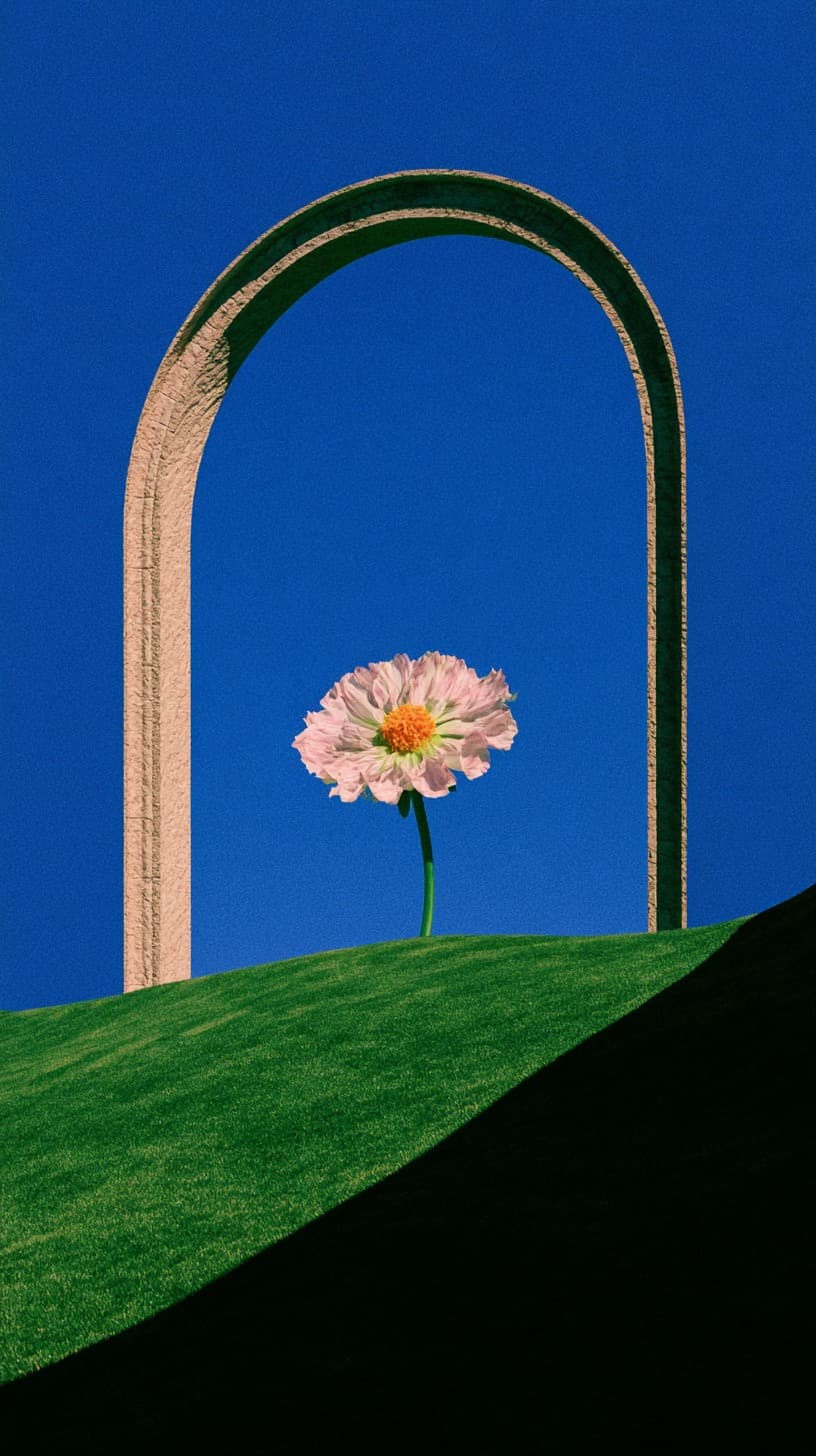 Pink Bloom Under the Arch