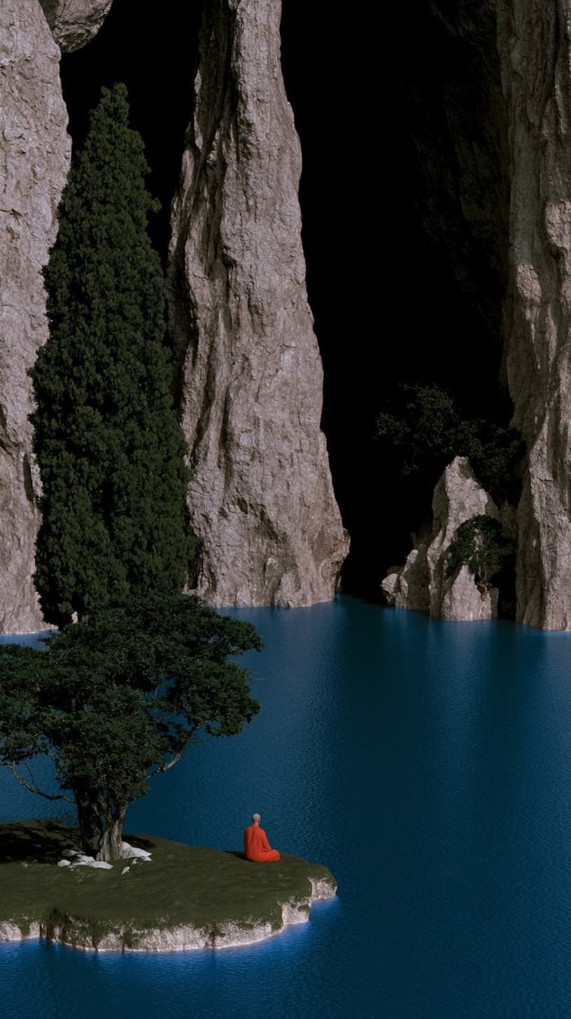 Monk on the Blue Water